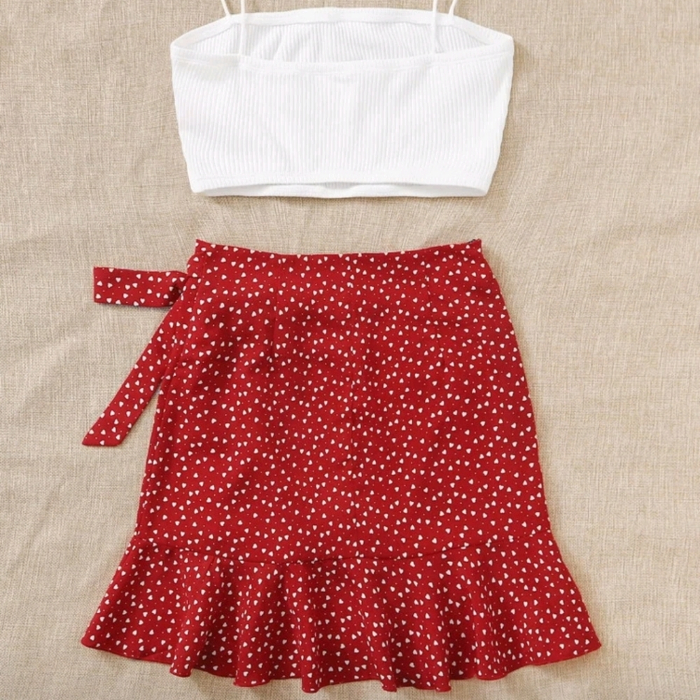shein conjunto top  de tirante corto con falda